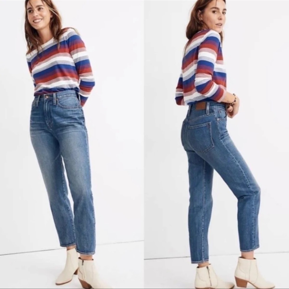 MADEWELL The Momjean Downey Wash High Rise Cotton Distressing 25